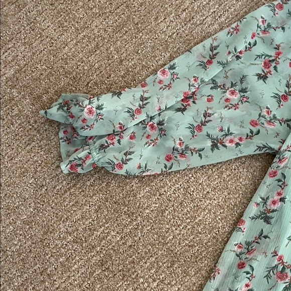 LC Lauren Conrad Mint Green Floral Blouse - Picture 9 of 11